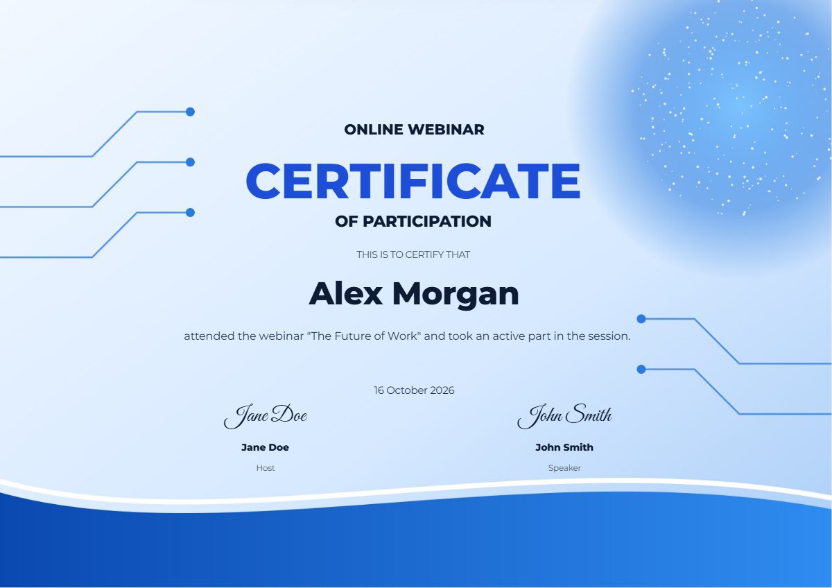 Webinar certificate template preview